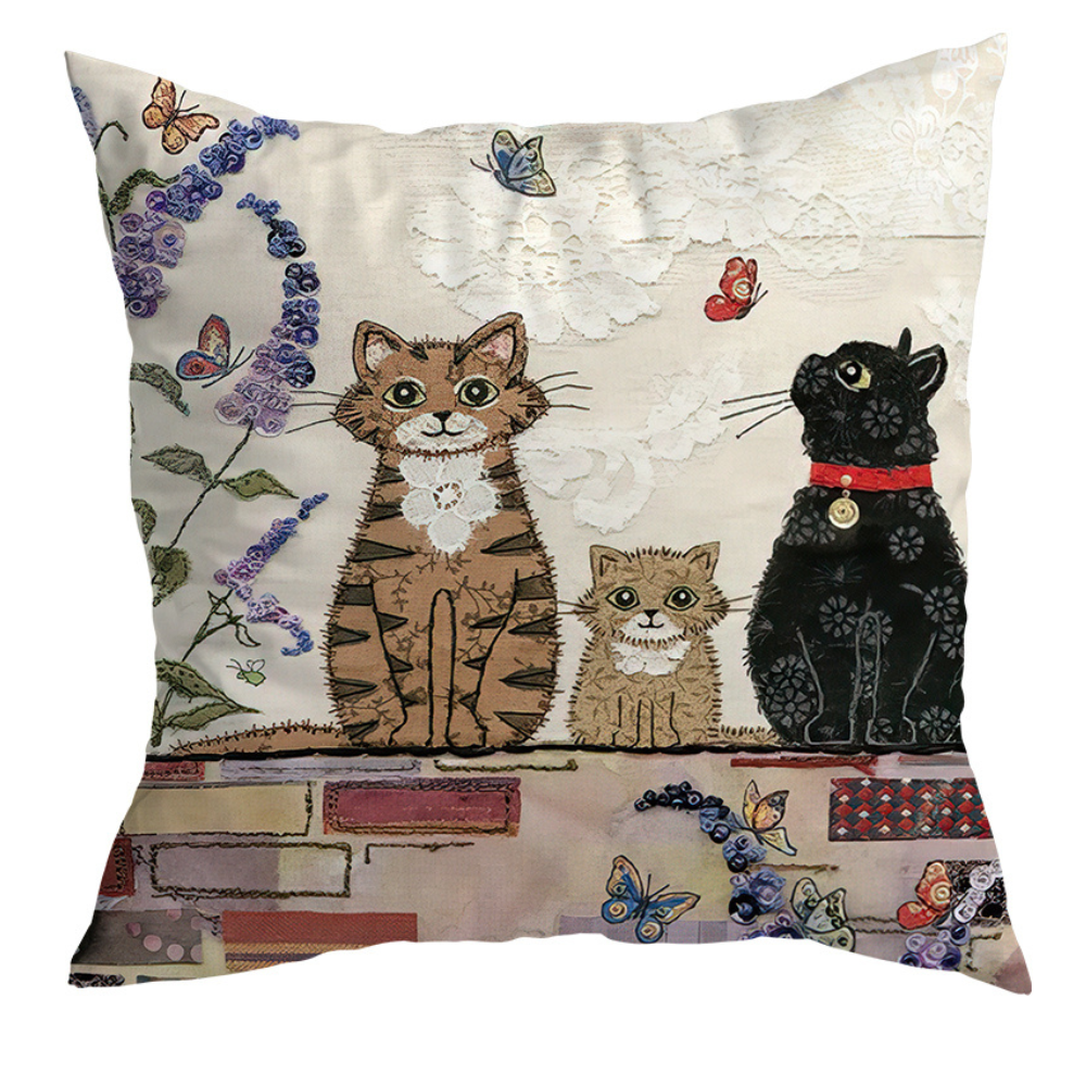 Housses de coussin vintage à motif de chat noir