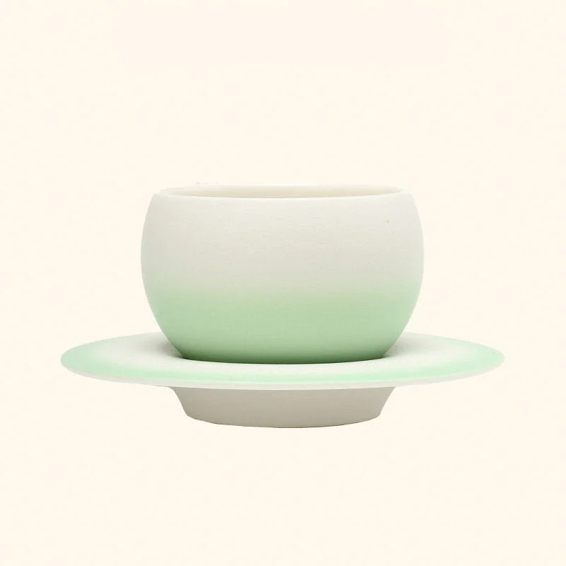 Matte Ombre Ceramic Coffee Cup & Saucer Set