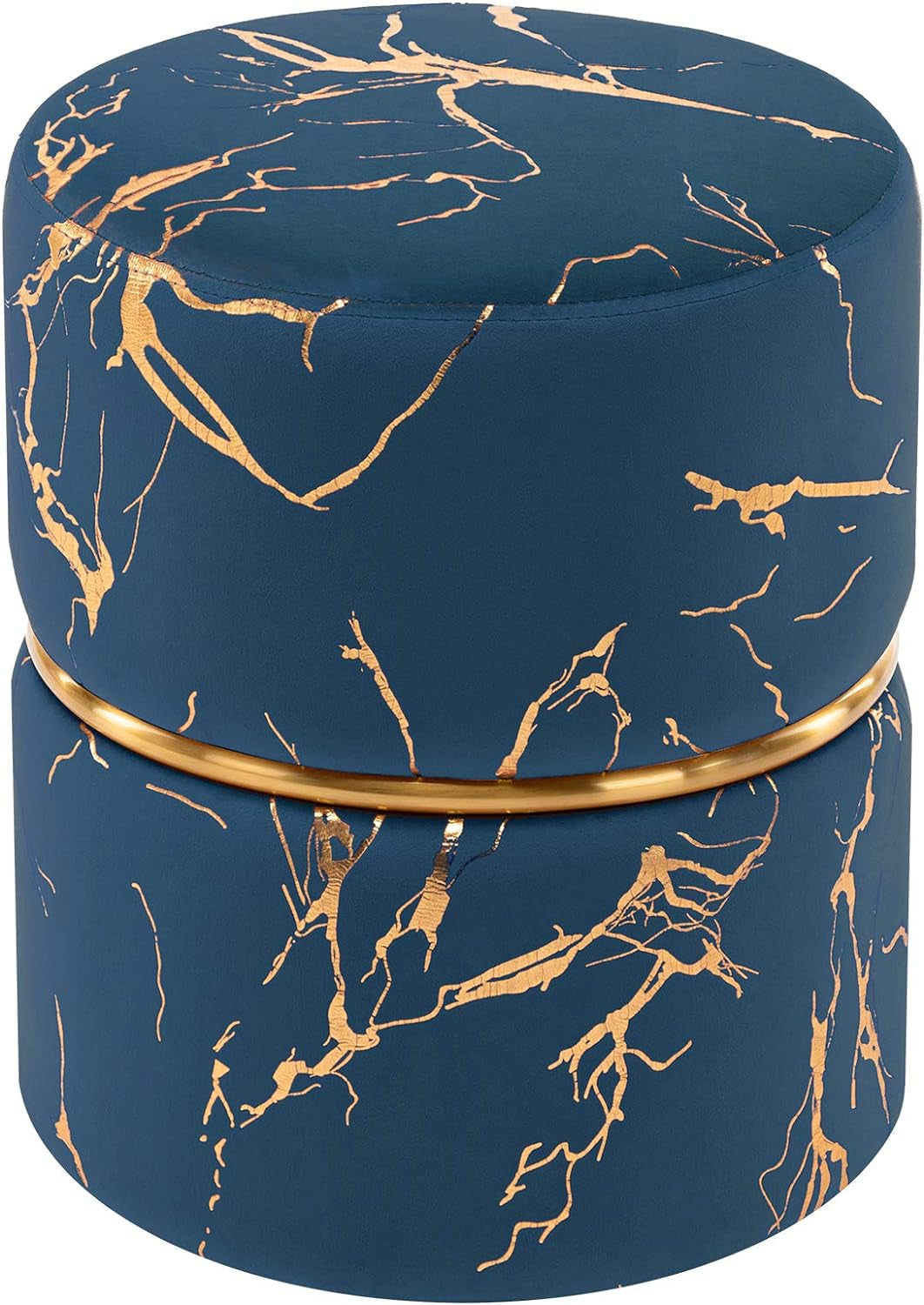 DUHOME Modern round Velvet Ottoman Footrest Vanity Stool Bronzed Fabrics Padded Stool for Living Room, Bedroom Grey Furniture Home & Kitchen Living Room Furniture Ottomans