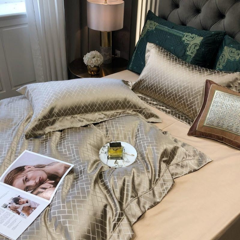 Talia Gold Cotton Satin Bedding Set