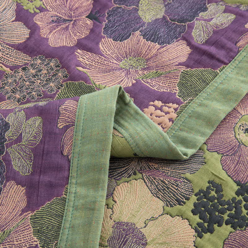 Blossom Floral Cotton Gauze Reversible Quilt