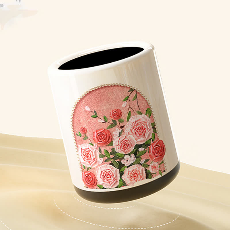 Elegant Rose Double Layer Durable Trash Bin