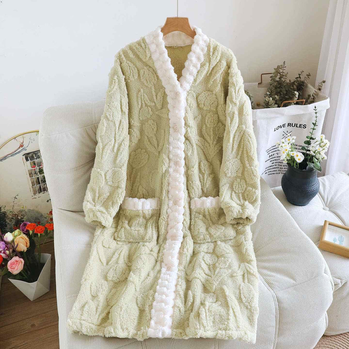 Tulip Textured Plush Button Nightgown