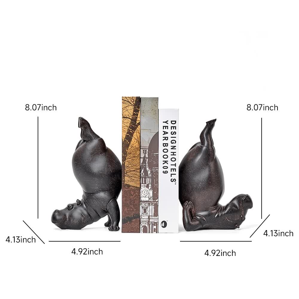Resin Hippo Bookend Decorative Book Holder