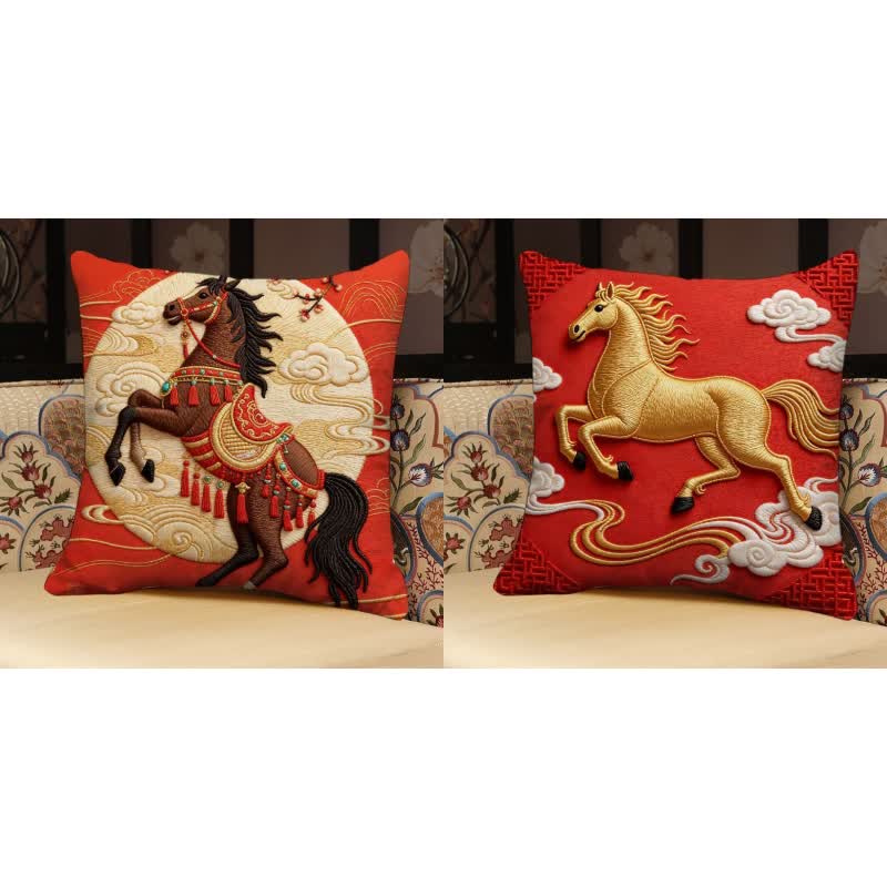 3D Effect Horse Decorative Pillow Cover