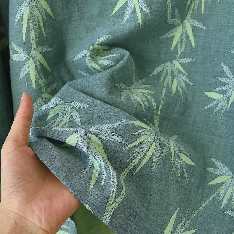 Green Bamboo Jacquard Cotton Gauze Pajamas