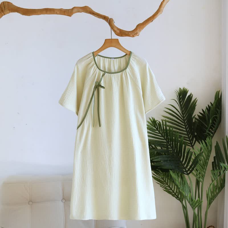 Minimalist Oriental Style Cotton Gauze Nightdress