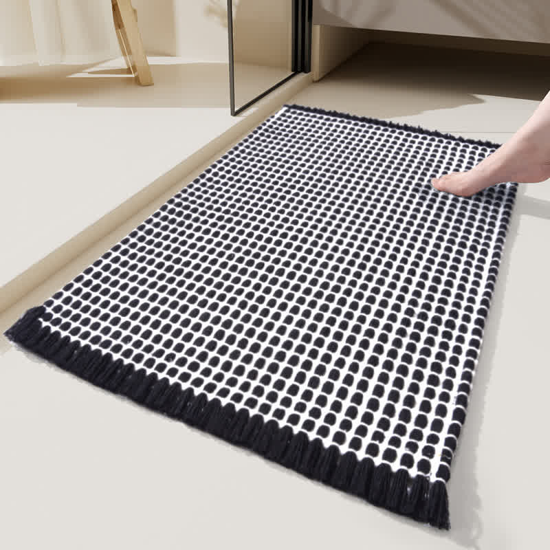 Woven Bath Mat with Tassels