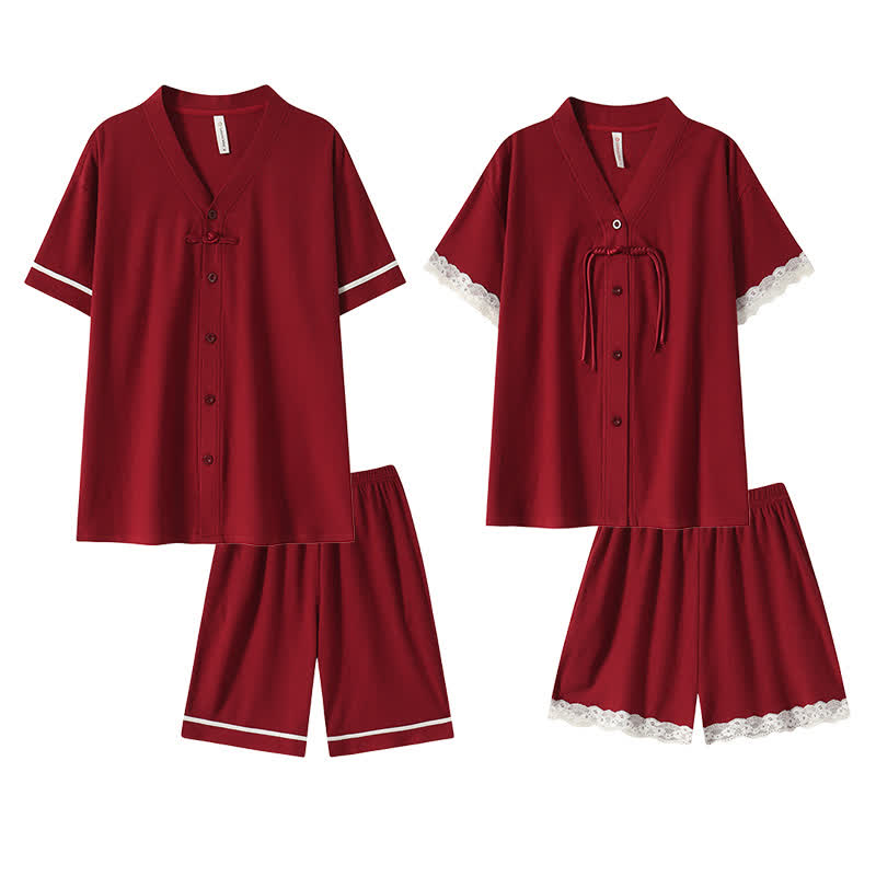 Short Sleeve Couple Cotton Pajama Set
