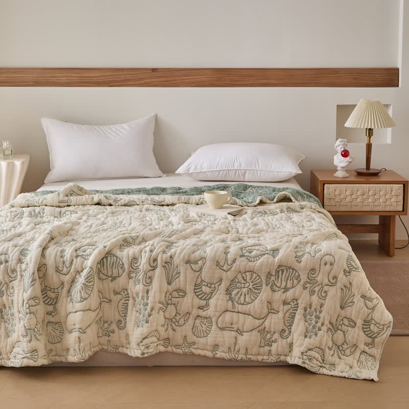 Ocean Life Cotton Gauze Quilt