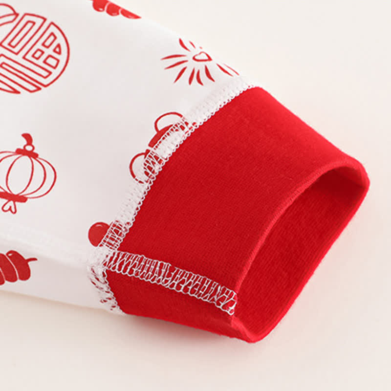 Auspicious Pattern Cotton Kids Loungewear Set