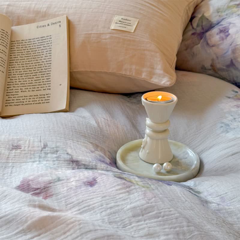 Subtle Floral Cotton Tie-Closure Bedding Set(4PCS)