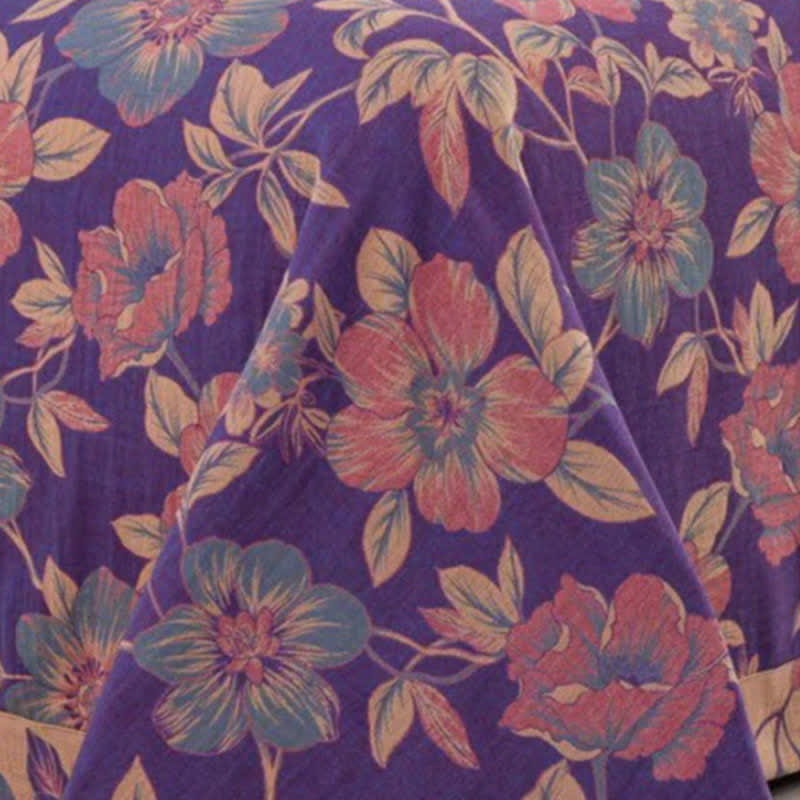 Purple Floral Double Gauze Cotton Bedding Set(4PCS)