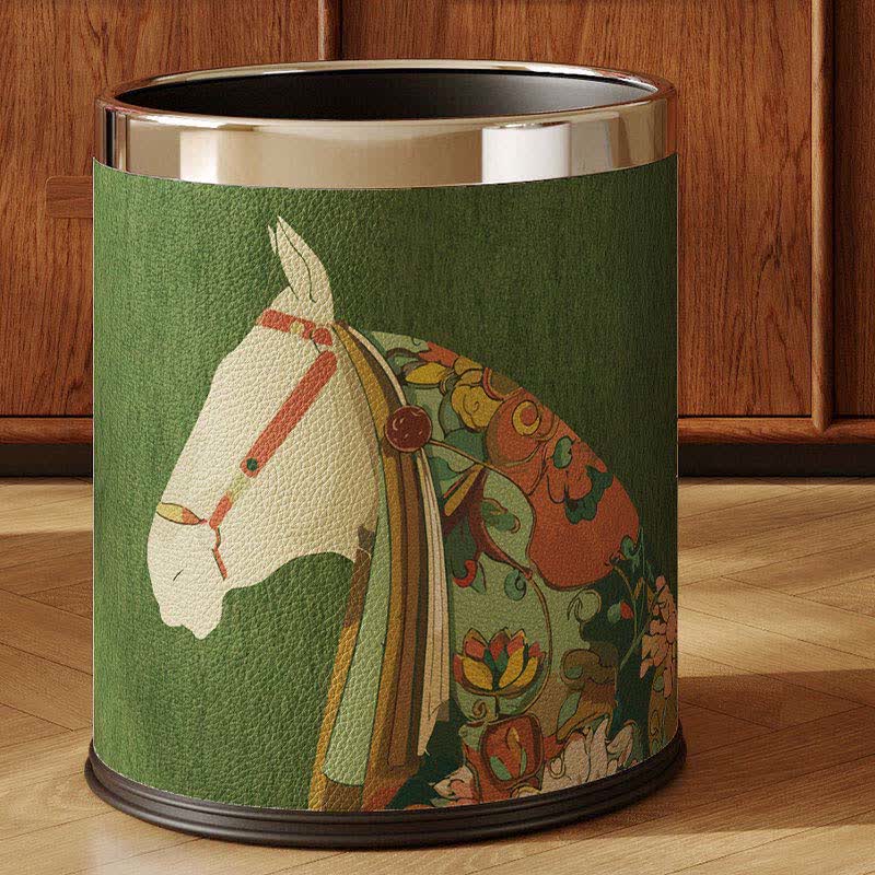 Equestrian Series Leather Decorative Waste Bin