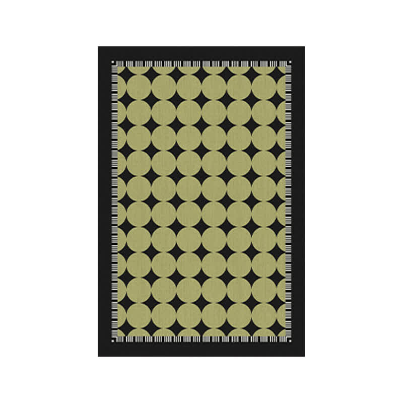 Green Circle & Line Area Rug