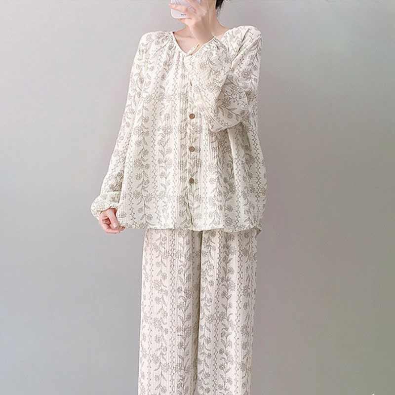 Sunflower Double Gauze Cotton Pajama Set