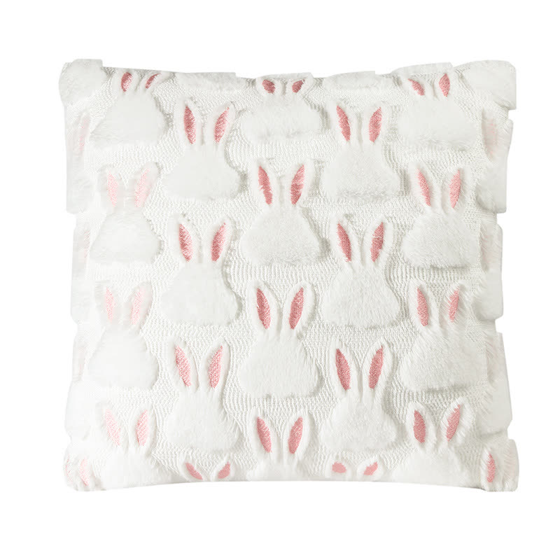 Pink Ear Easter Bunny Pillow Cover