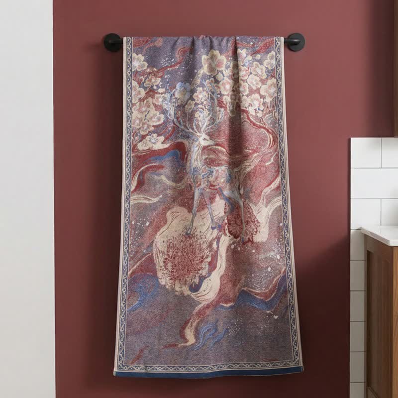 Dreamy Deer & Floral Cotton Gauze Bath Towel