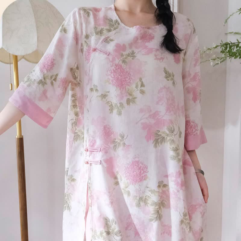 Elegant Chrysanthemum Eastern-Inspired Loungewear Set