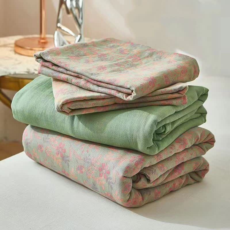Cottage Floral & Leaf Cotton Double Gauze Bedding