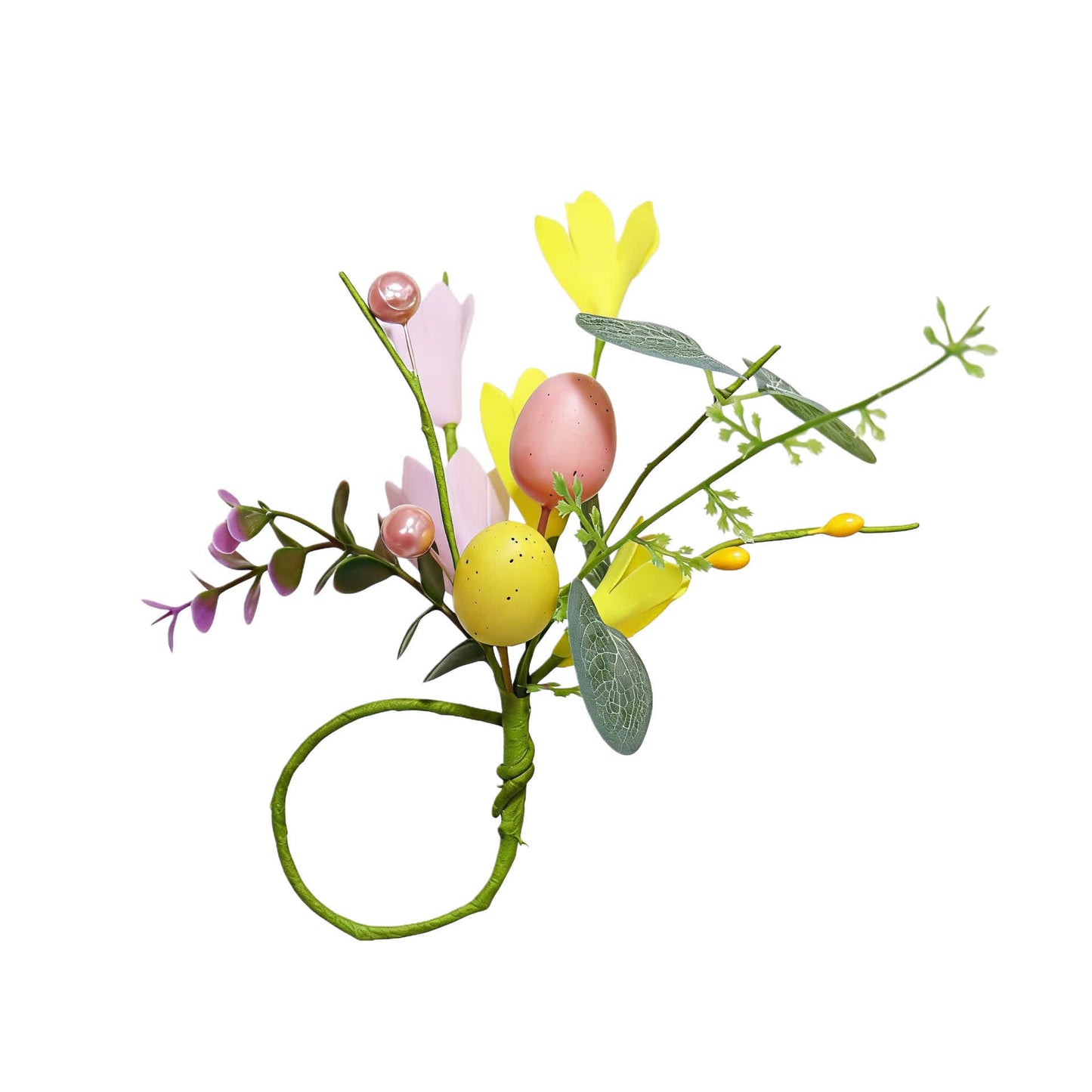 Easter Egg & Forsythia Spring Napkin Ring Set