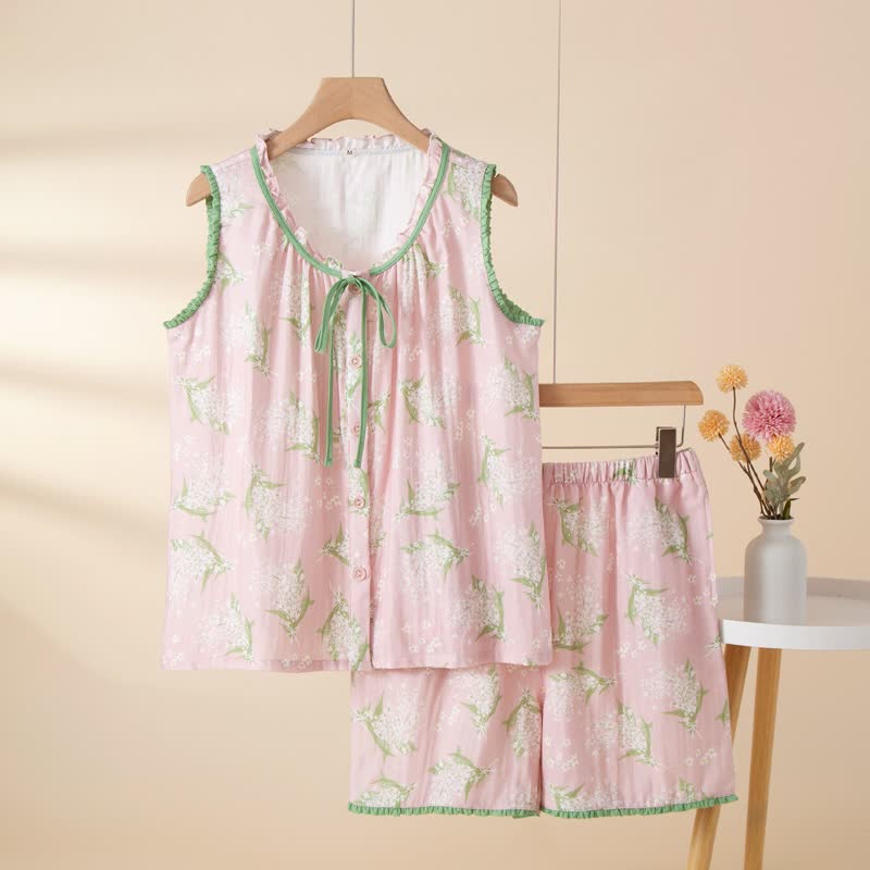 Baby's Breath Cotton Gauze Sleeveless Pajama Set