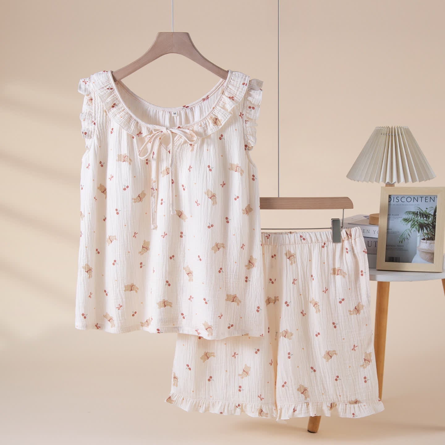 Cherry & Bunny Cotton Gauze Pajama Set