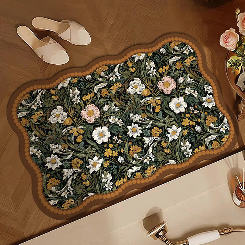 Art Inspired Floral Diatom Mud Bath Mat