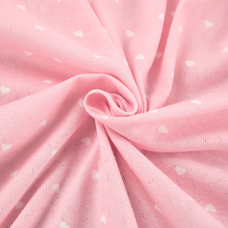 Heart Print Ruffle Knit Pajama Robe