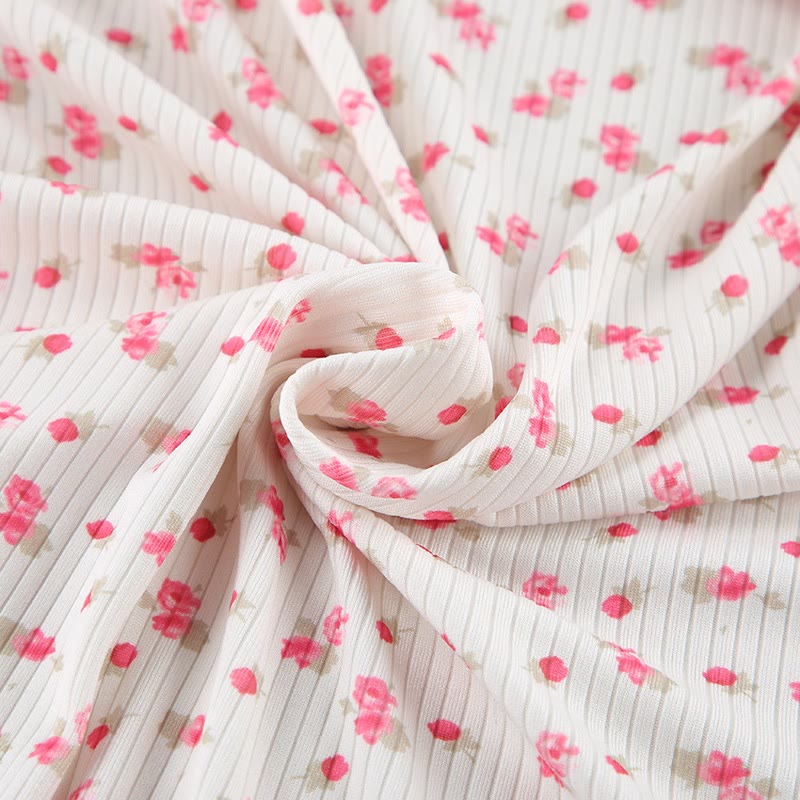 Floral Print Ruffle Knit Pajama Robe