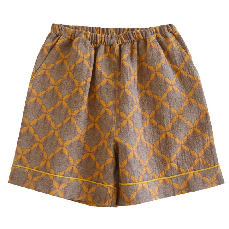 Yellow Plaid Cotton Gauze Pajama Shorts