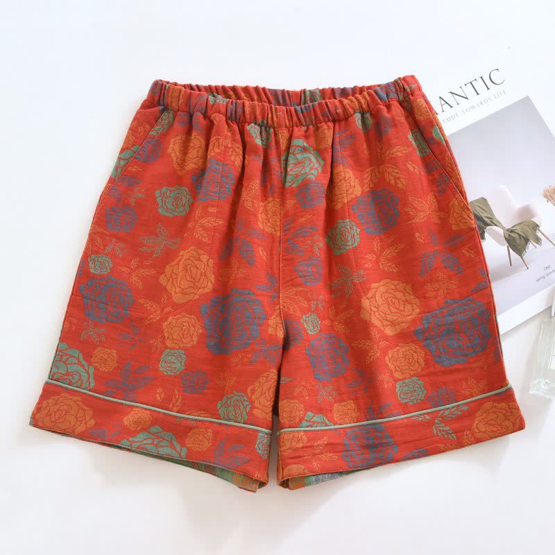 Romantic Rose Cotton Gauze Pajama Shorts