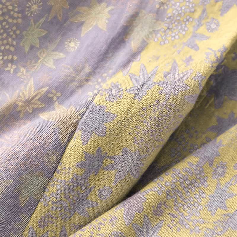 Double Gauze Botanical Cotton Kimono Robe