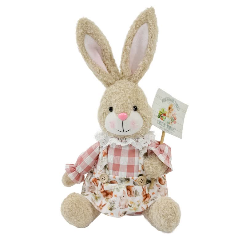 Easter Sitting Bunny Plush Figurine Decor