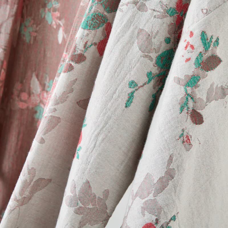 Vintage Floral Cotton Gauze Kimono Robe
