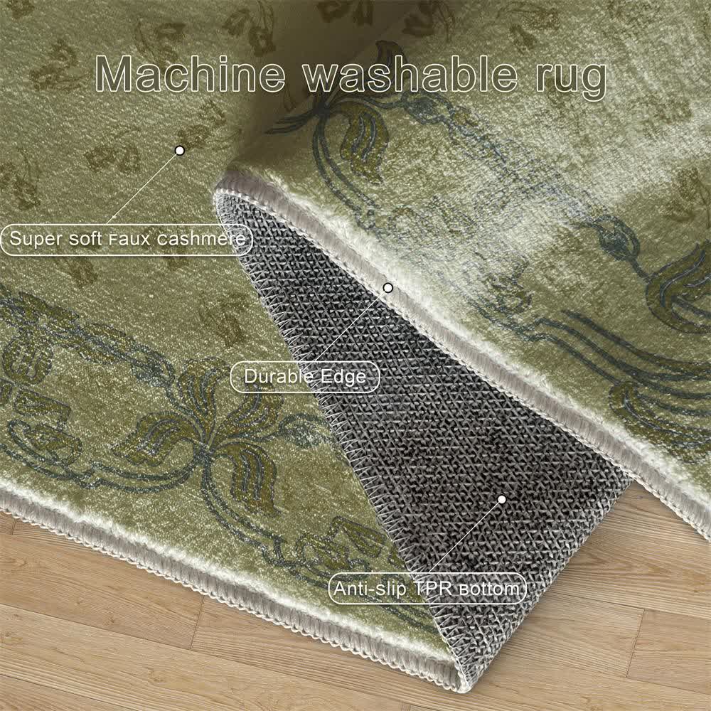 Romantic Floral Non-Slip Foldable Area Rug