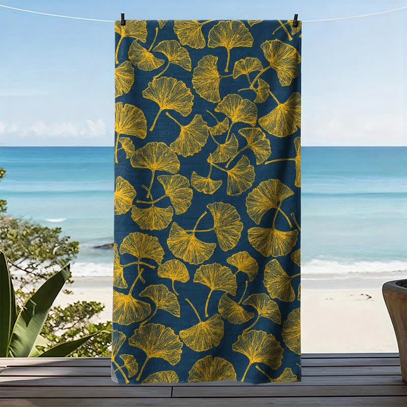Rustic Ginkgo Biloba Beach Towel