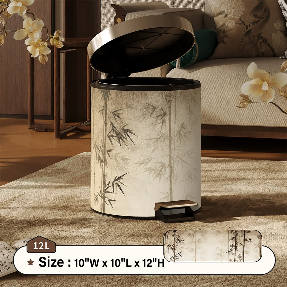 Oriental Bamboo Shadow Decorative Trash Can