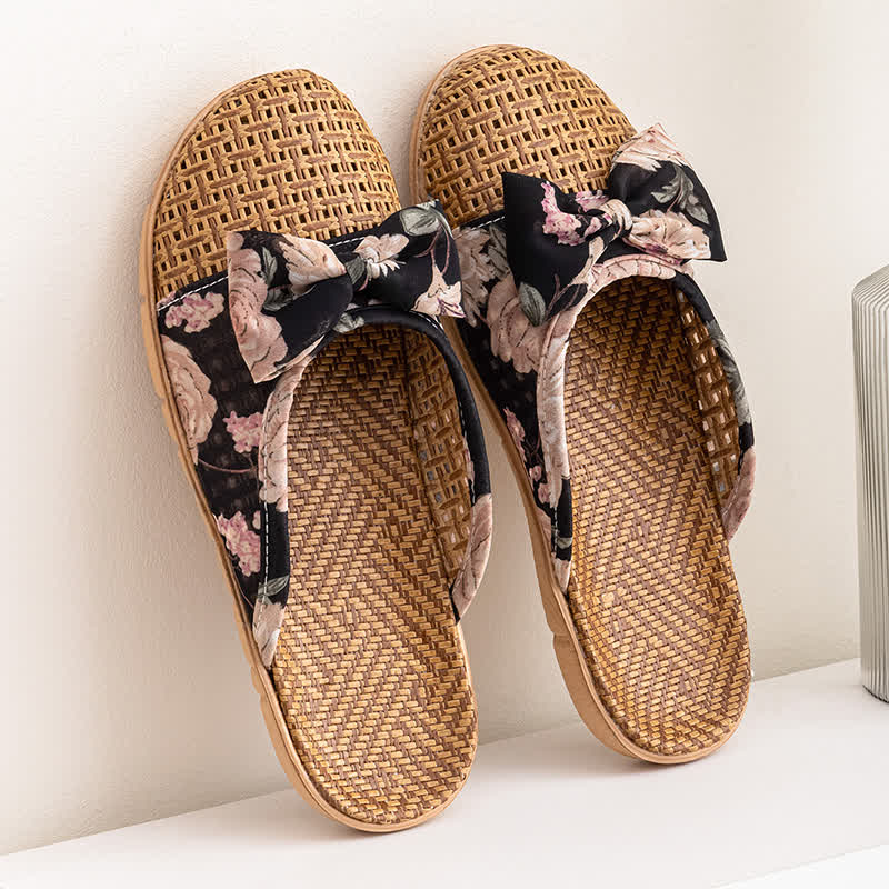 Vintage Floral Rattan Lightweight Slippers