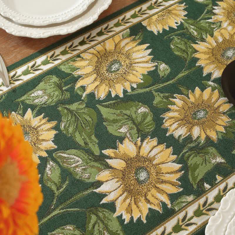 Sunflower Jacquard Tassel Table Runner