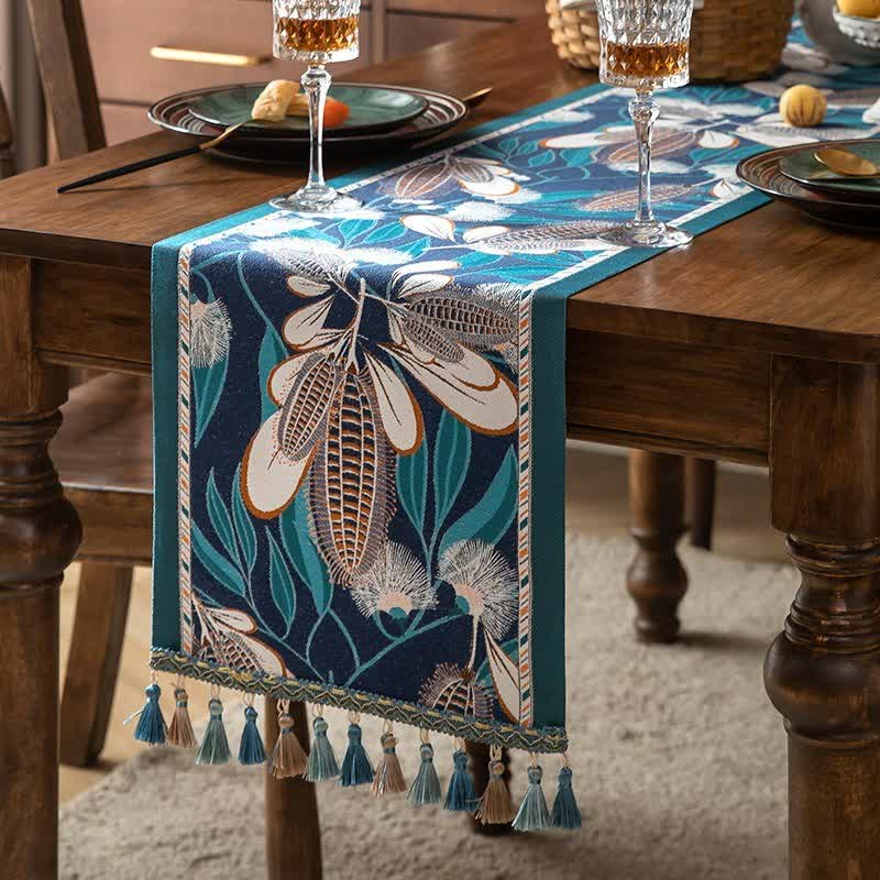 Artistic Corn Jacquard Tassel Table Runner