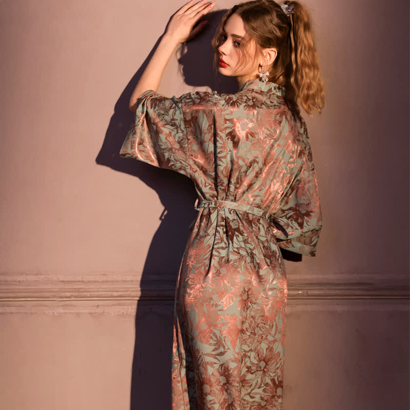 Artistc Floral Inspired 3/4 Sleeve Robe