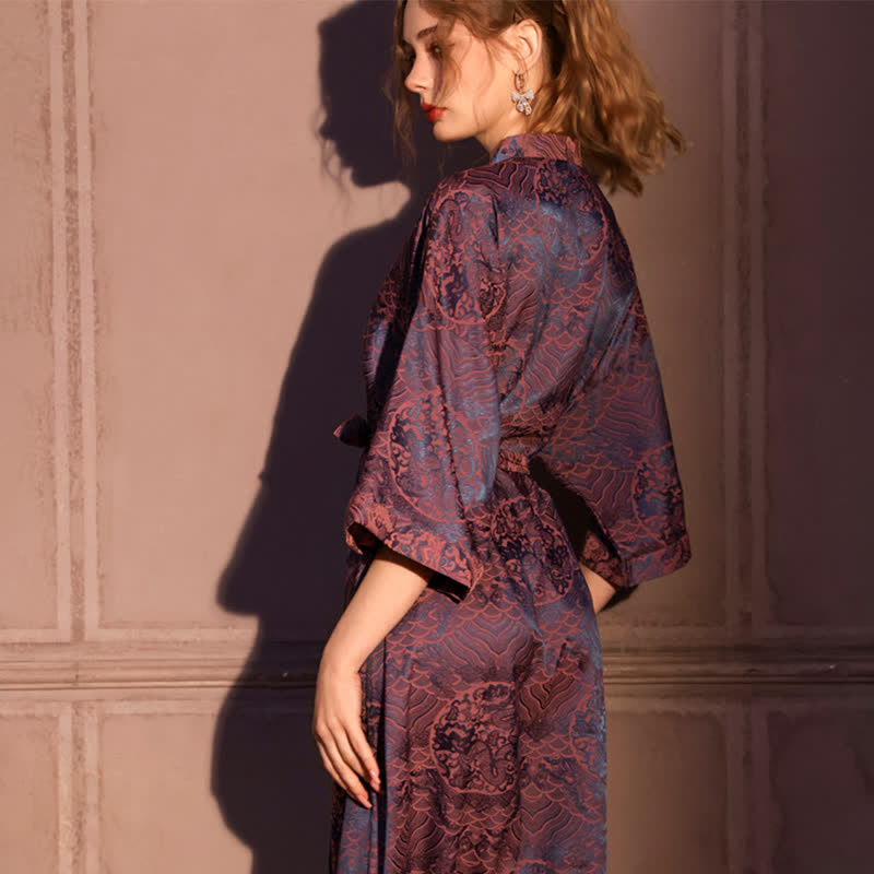 Abstract Pattern 3/4 Sleeve Robe
