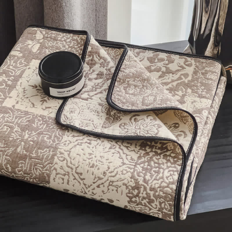 Patchwork Style Cotton Gauze Quilt Blanket