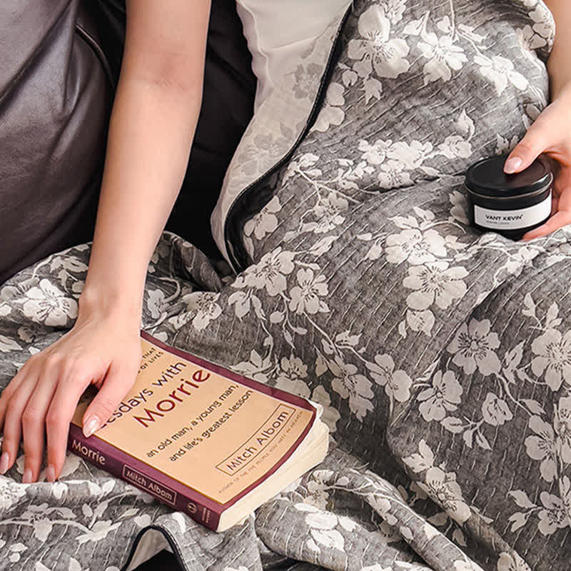 Pastoral Floral Cotton Gauze Quilt Blanket