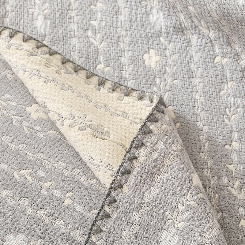 Leafy Stripe Cotton Gauze Quilt Blanket