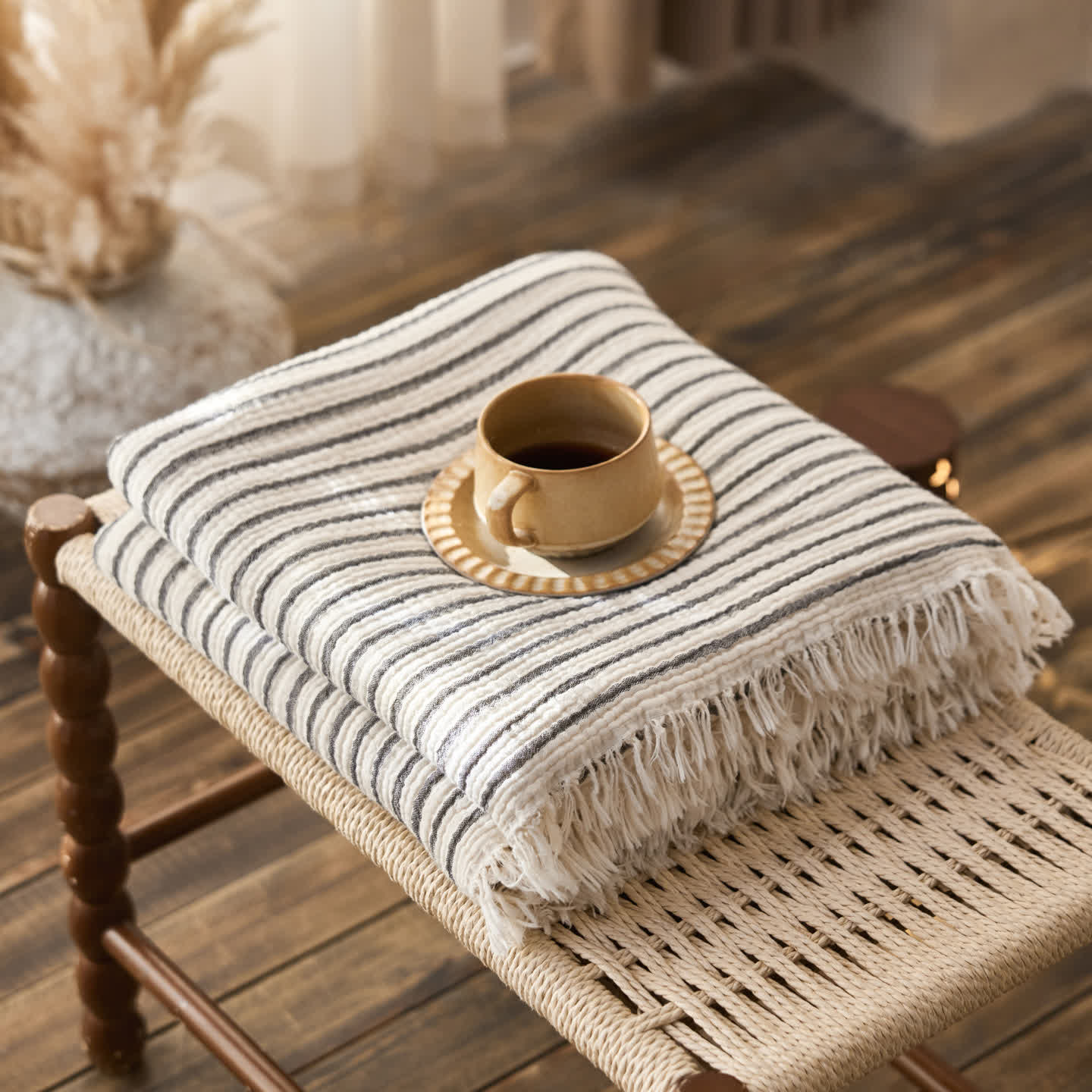 4-Layer Cotton Striped Muslin Throw