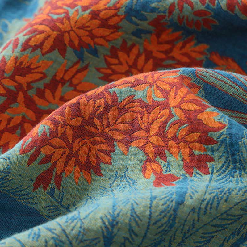 Artistic Plant Cotton Double Gauze Robe