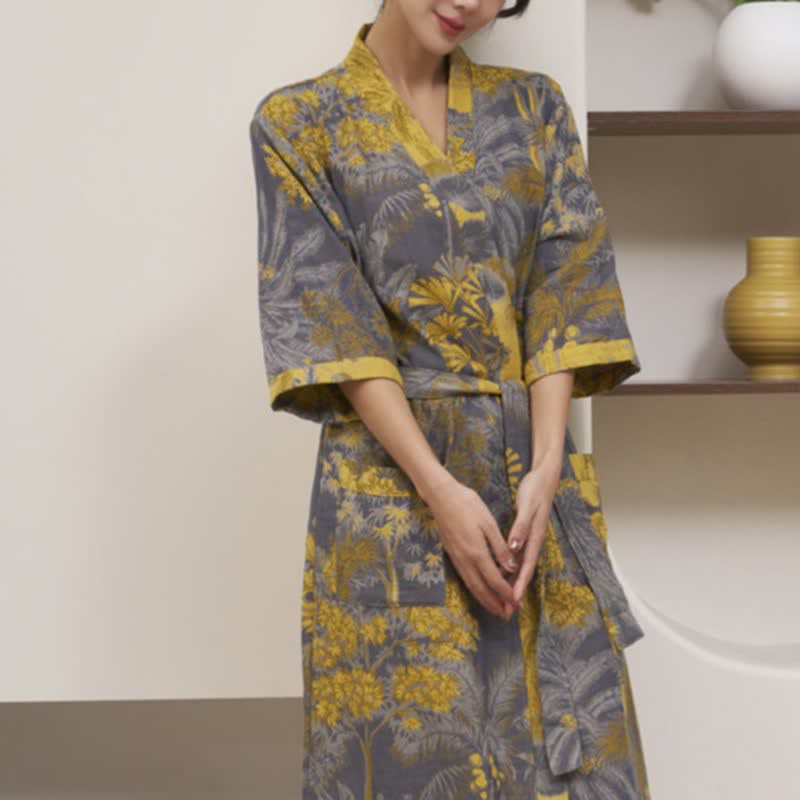 Artistic Forest Cotton Double Gauze Robe