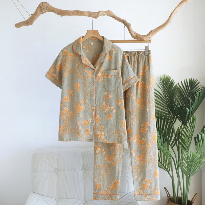 Branch & Floral Pure Cotton Pajama Set